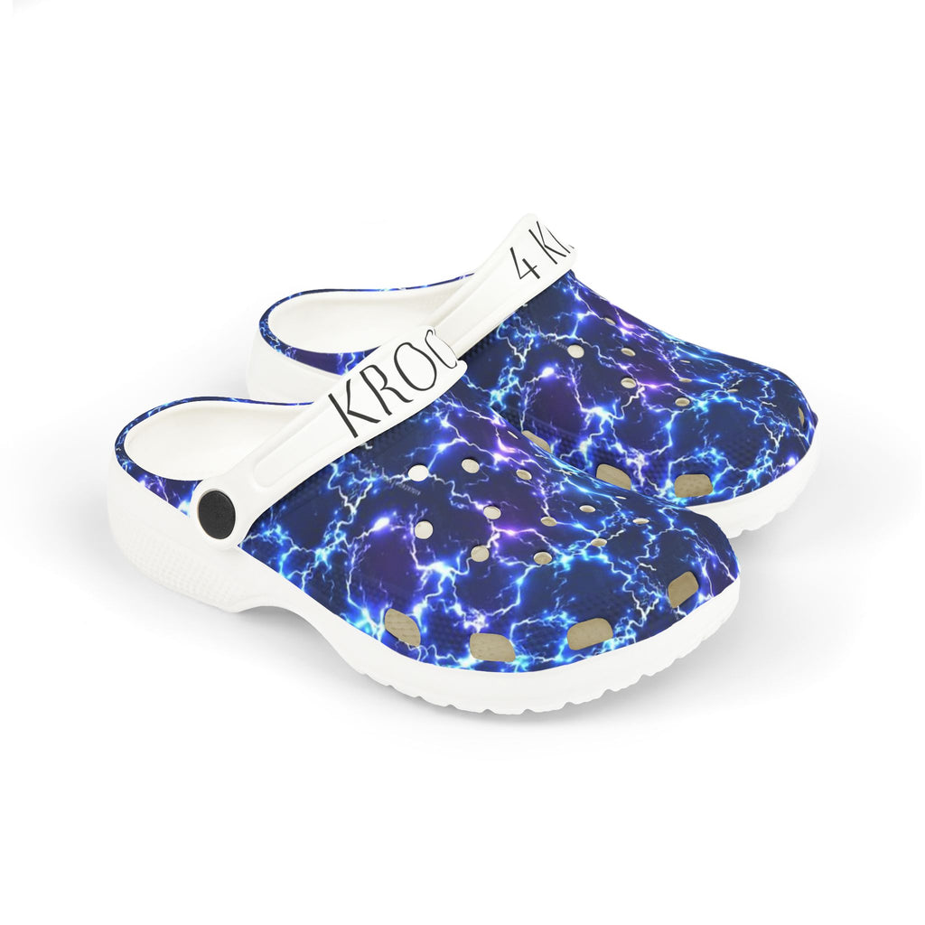 Krocks 4 Kidz | Twilight Stride Clogs — Purple & Blue Gradient Lightning Print